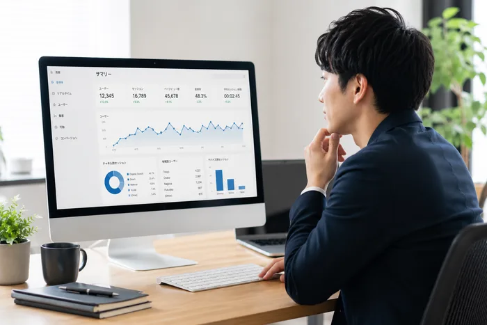 Web担当者の評価基準を数字とともに検討する様子