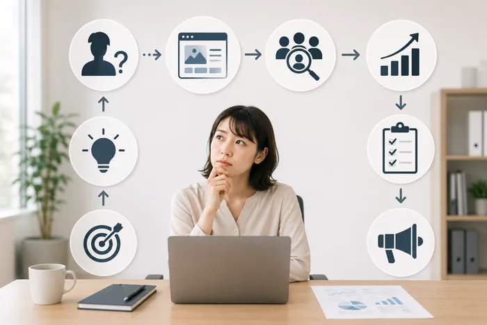 Web担当者がいない会社がまず最初にやるべきことを検討する様子